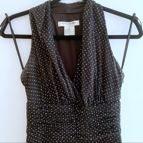 👛2for$20 Evan-Picone Black Mesh /White Dot Dress - Picture 2 of 6